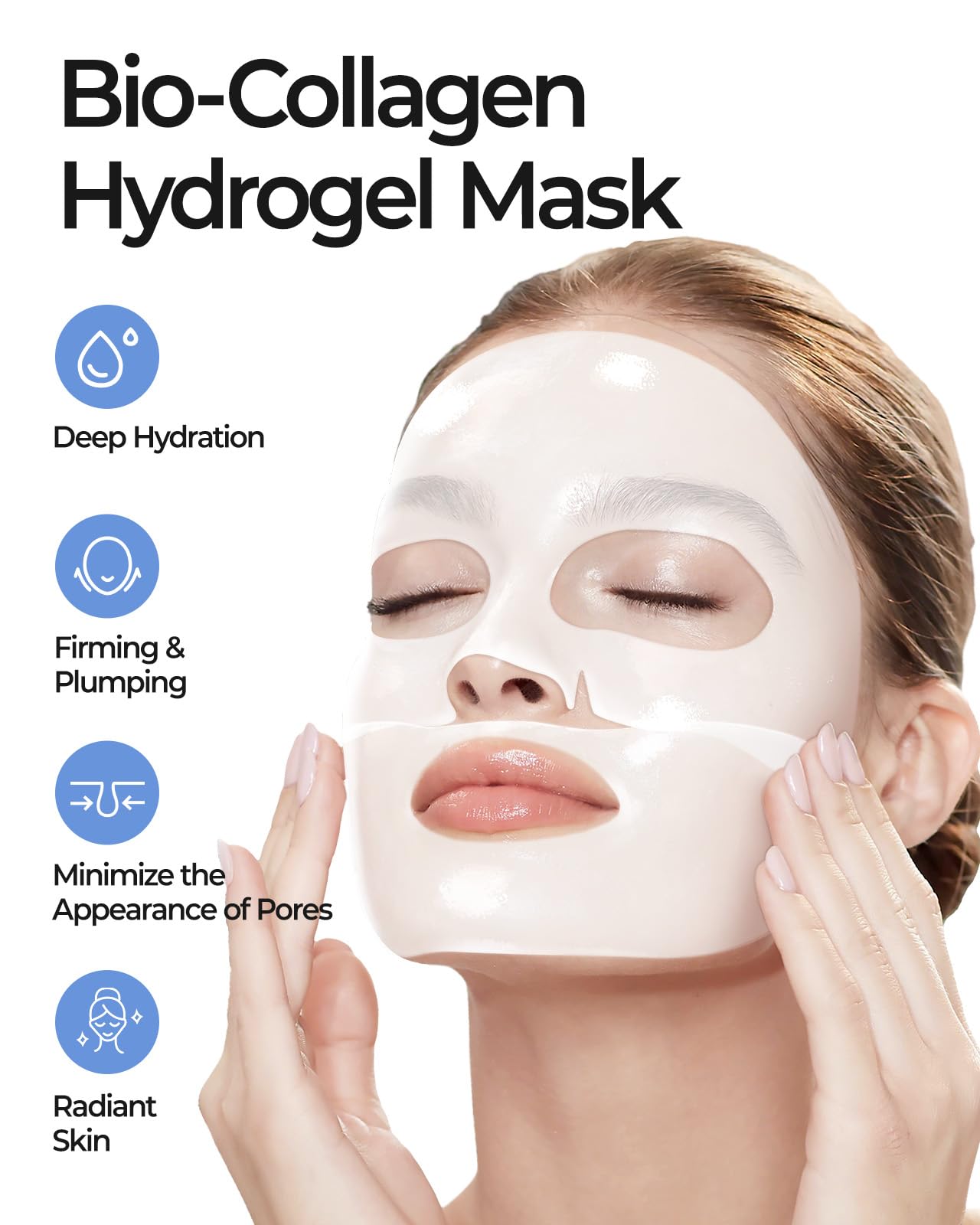 Makosrael 6 Pack Bio-Collagen Face Mask, Overnight Hydrating Hydrogel Face Masks - Fine Lines, Elasticity, Pore Minimizing, Firming, Glass Skin Face Sheet Masks Skincare