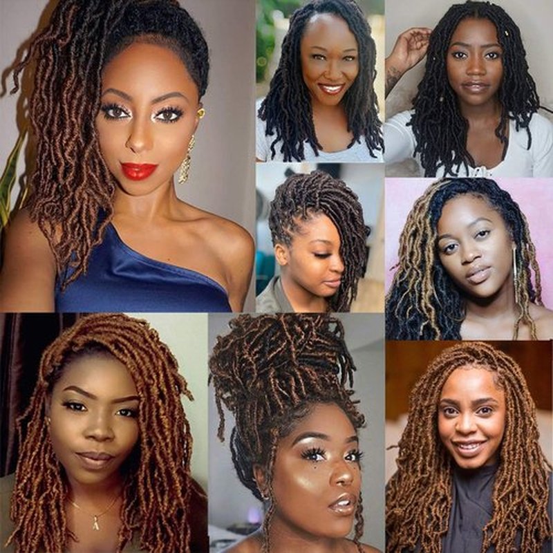 Leeven 12 Inch Short New Soft Locs Crochet Braids Hair For Distressed Butterfly Locs Hair 36 Strands Black Curly Faux Locs Crochet Braiding Hair For Women 1B#
