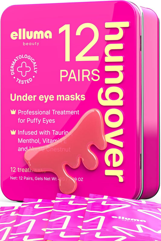 Hydrogel Under Eye Patches - Reduce Puffy Eyes & Dark Circles | 12 Pairs with Menthol & Taurine