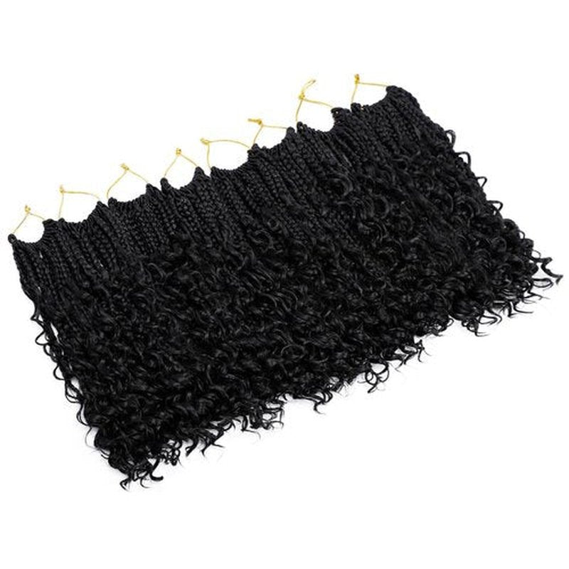 8 Packs Goddess Box Braids Crochet Hair 10 Inch Pre-looped Bohemian Crochet Boho Box Braids With Curly Ends 3X Crochet Braids Hair for Women Synthetic Braiding Hair (10 inch, #1B)
