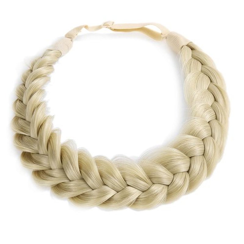 STHEJFB Braid Headband 2 3 Strands combinations Messy Wide Chunky Fluffy Elastic Stretch Hairpiece Braided Headband Women Girl Beauty accessory (sunk Issed honey blonde)