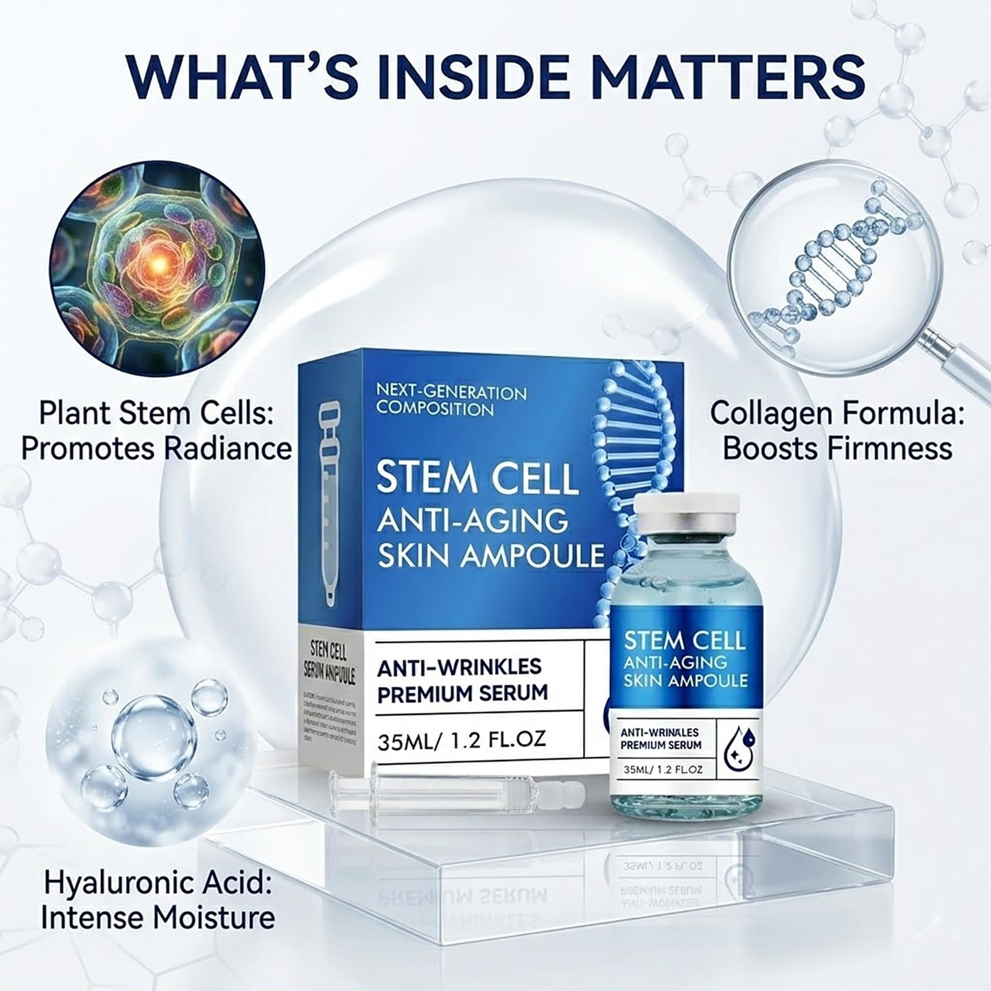 Stem Cell Serum for Face, with Collagen Formula, for a Youthful Glow