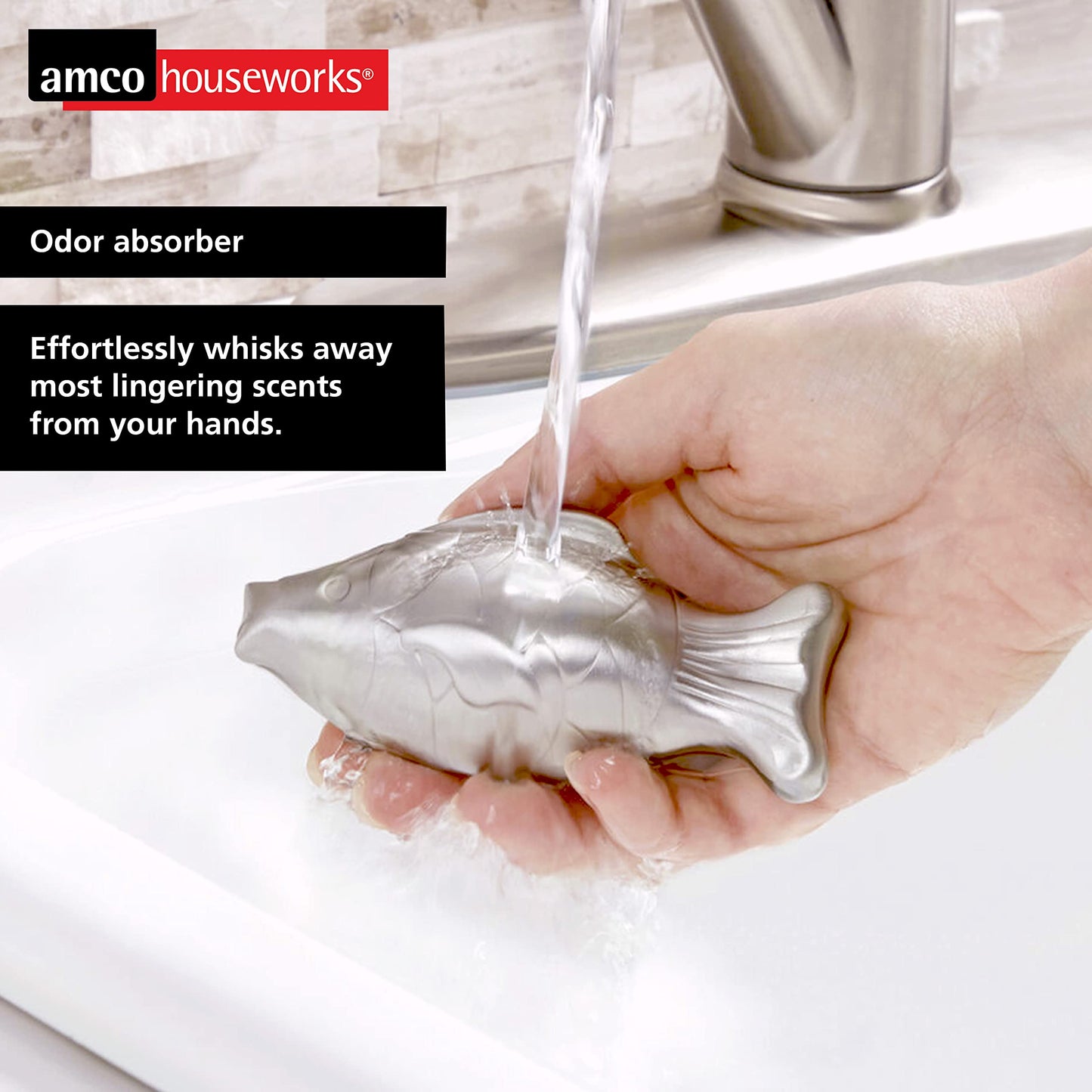 amco Rub-a-Way Bar Stainless Steel Odor Absorber, Fish
