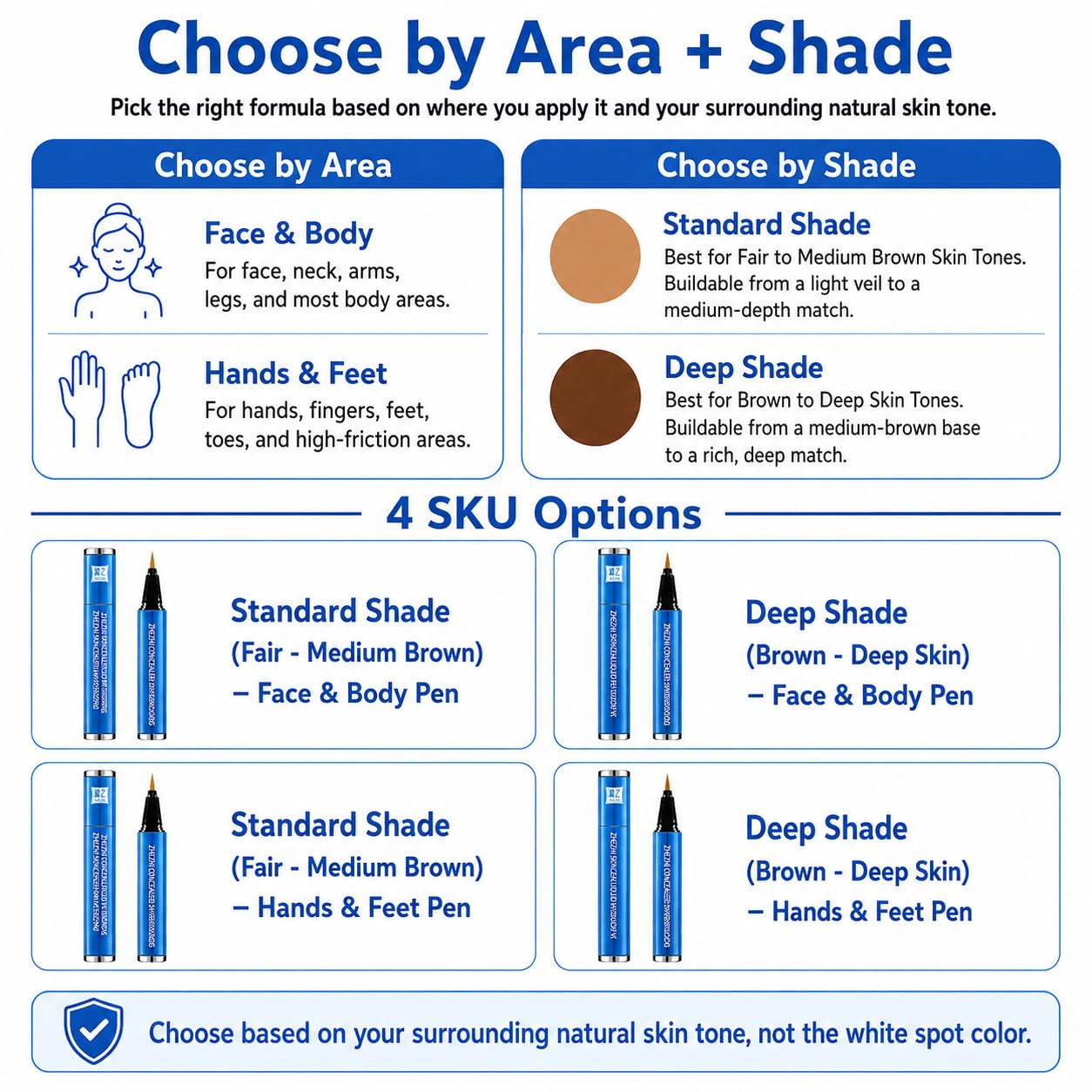ZHEZHI Vitiligo Concealer Pen 3.5g Waterproof 3-7 Days Face Body Hands Feet Light Medium Brown Deep Skin Tone Portable Quick Application Travel Gym Work (brown to deep skin tone, Face and Body)