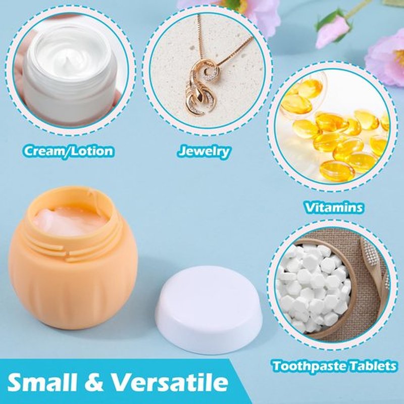 Travel Containers for Toiletries, GLAMFIELDS TSA Approved 2Pcs 1.7oz+3Pcs 1oz Travel Size Silicone Jars BPA Free, Leak-proof Travel Essentials with Lid for Cosmetic Face Hand Body Cream Orange (5Pack)
