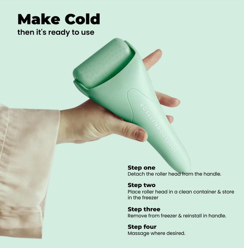 ROSELYNBOUTIQUE Ice Roller for Face Wrinkles Fine Lines Puffiness Stick Massager Facial Skin Care Tools Self Care Gifts for Men Women (Green & Guasha)