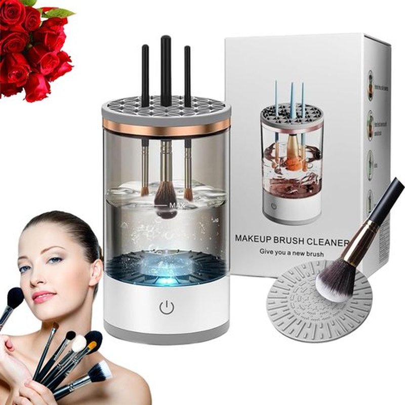 Beauty Swirl Cosmetic Brush Cleaner, The Cozy Luna Brush Cleaner, Efficient Electric Makeup Brush Cleaner Machine, Automatic Makeup Brush Cleaner, Deep Spinning Cleaning (1-Clear-Plug in)