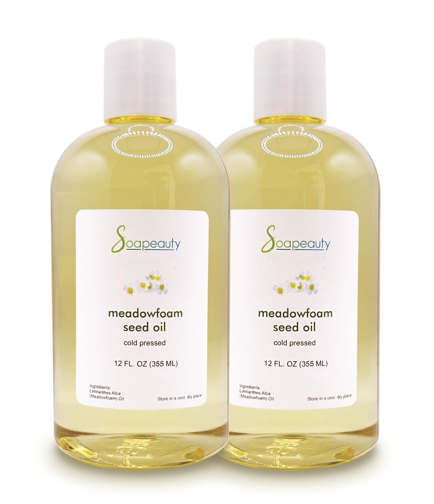 Soapeauty MEADOWFOAM SEED OIL Cold Pressed Unrefined | 100% Pure Natural Meadowfoam Seed Oil for Face & Hair | Moisturizer for Skin, Promotes Hair Growth, Balms | 24 fl oz (2 * 12 fl oz)