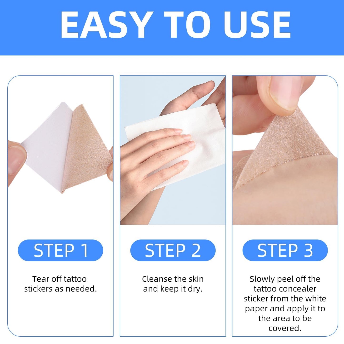 Tattoo Cover up Patch 8 Pcs (Pack of 1), Waterproof Sweatproof Sticker Patch, tattoo cover up waterproof, Ultra Thin Patch for Tattoo Scar and Birthmarks for Light Skin Tone