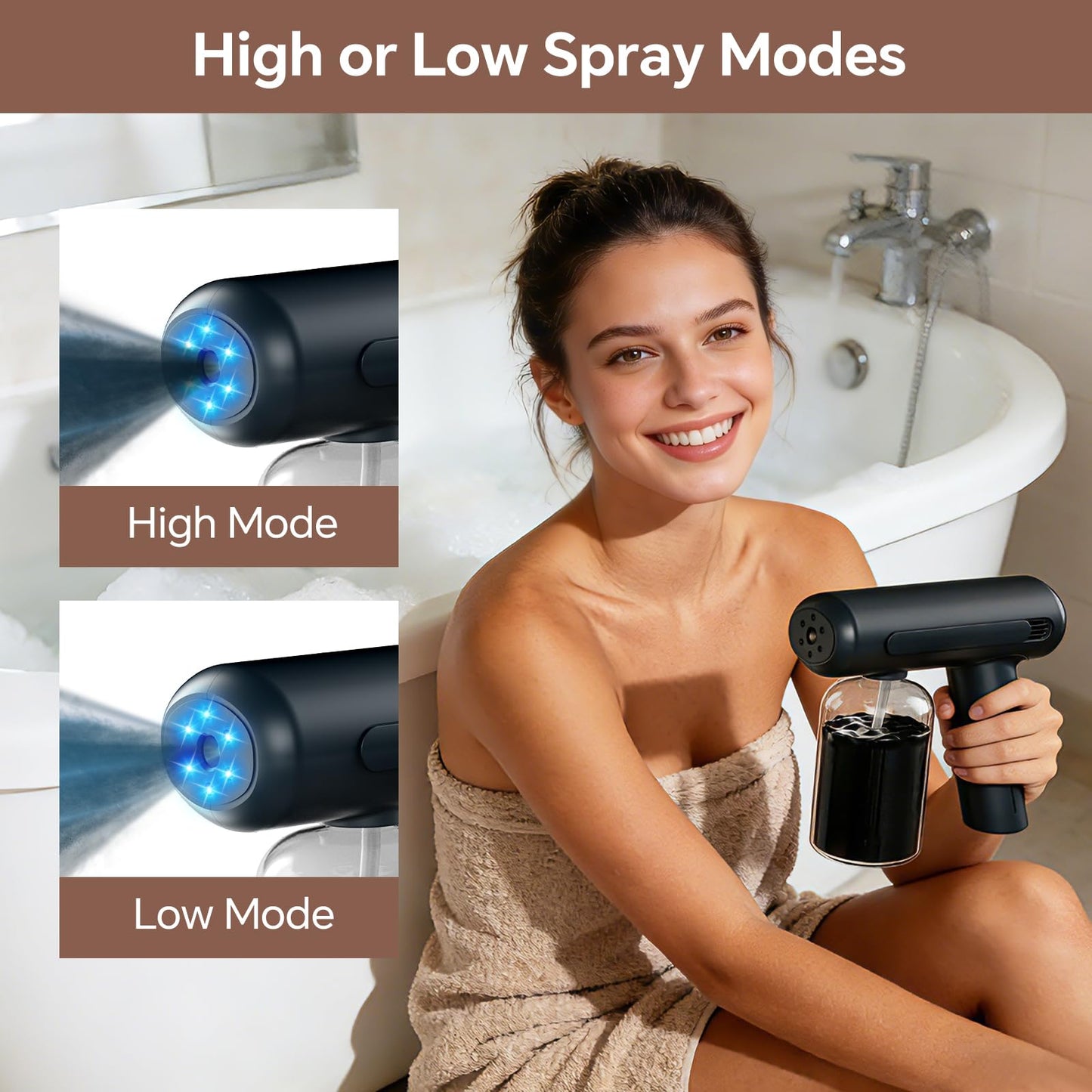 Professional Spray Tan Machine 2-Speed Adjustable for Face & Body Spray Tan Gun for DIY, Travel, Mobile Tanning | USB-C Rechargeable, Pro-Grade Glow Deep Black