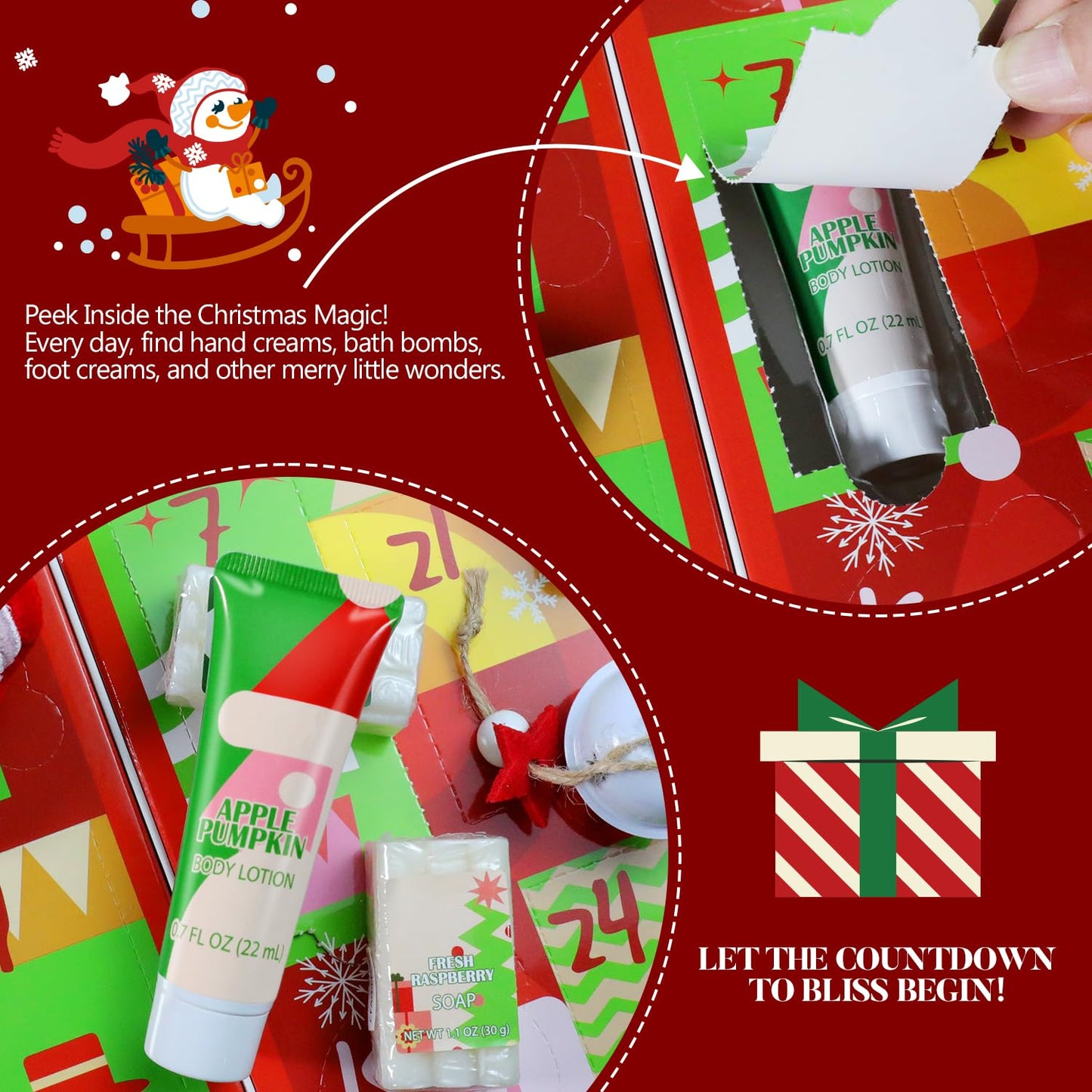 2025 Beauty Advent Calendar Christmas Gifts for Women with Hand Cream, Bubble Bath, Bath Bomb Spa Gifts for Daughter Girls New Year Advent Calendar for Beauty