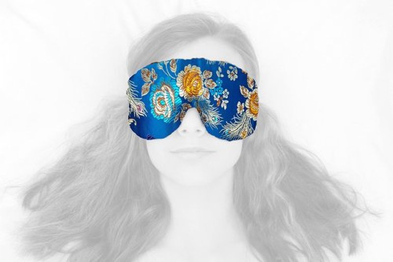 Candi Andi Handmade Opulence Yoga Eye Mask Pillow - Weighted Flaxseed Fill, Unscented, Satin & Velvet, Adjustable Strap - Ideal for Meditation & Restful Sleep -Floral Turquoise - TEMF-FT