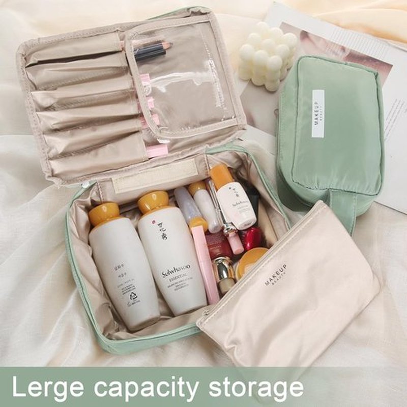 Travel Makeup Bag Cosmetic Bag Makeup Bag Toiletry bag for women and men (Green-3pcs)
