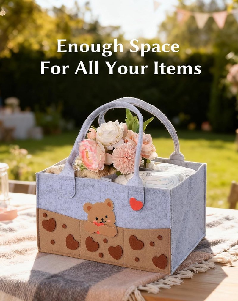 Baby Shower Gift Basket | Essential Newborn Gift Set with Diaper Caddy, Security Blanket, Hat, Bib, Socks & Mittens - Perfect for Boys & Girls