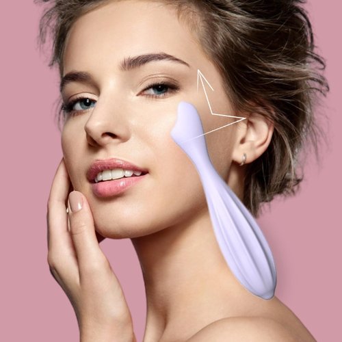 Silicone Facial Massage Roller, Face Massager Shapes Face Curves Improve Wrinkles, Body & Face Massager Skin Lifting Contouring Massage Tool Reduces Puffiness Promote Circulation for Women (Purple)