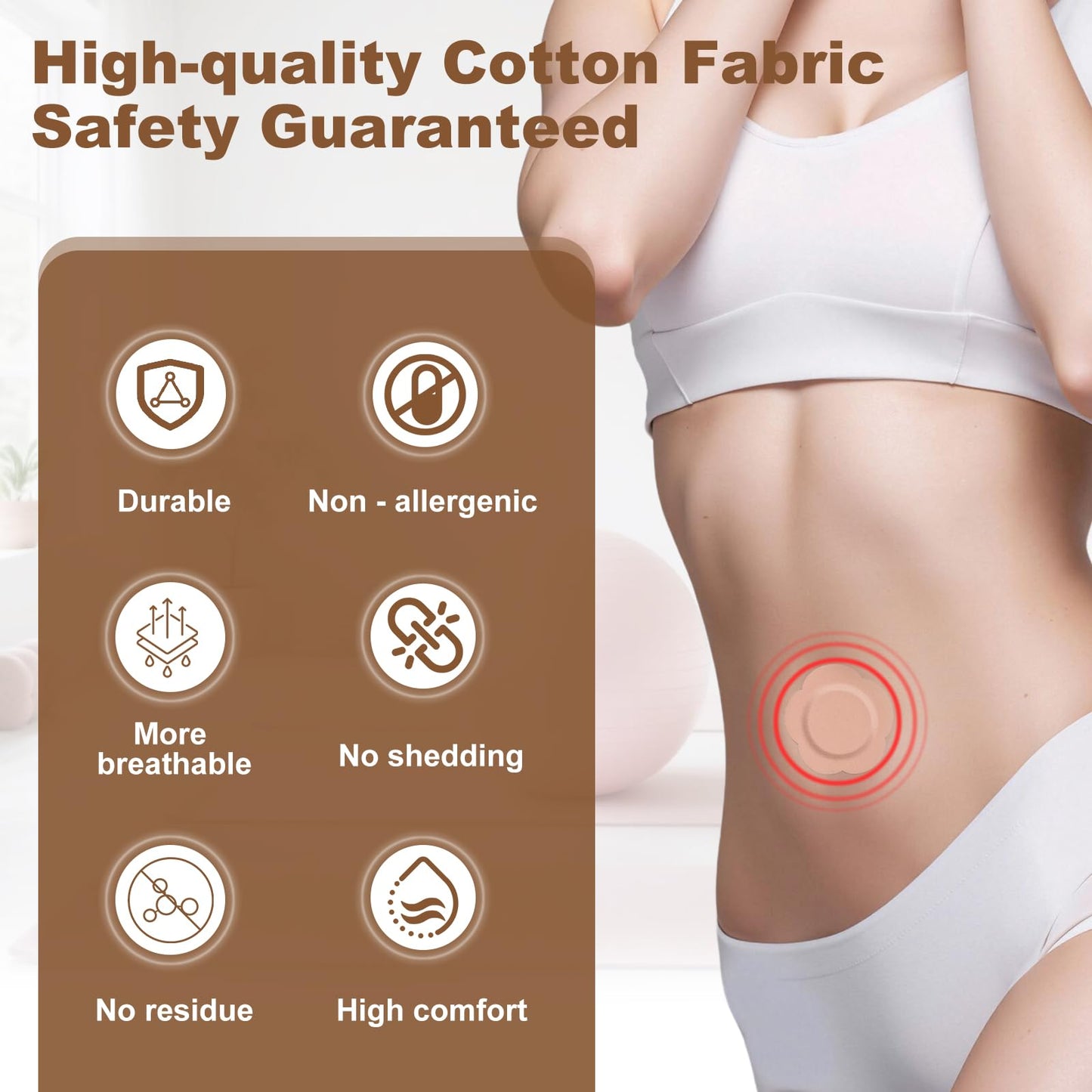 Castor Oil Pack Wraps Disposable Organic Cotton Self-Adhesive Pads for Belly Button, Navel Oil for Belly Button Patch, Castor Oils Packs with Breathable and Portable, 30Pcs(Oil Not Included)