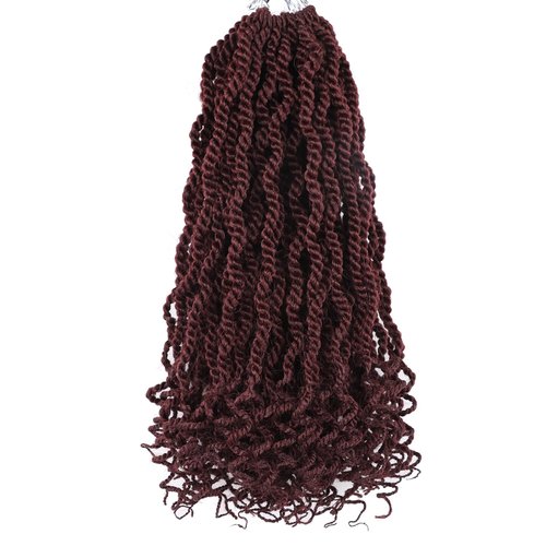 Senegalese Twist Crochet Hair 12 Inch Burgundy Twist Crochet Hair for Black Women Shrot Rope Twist Crochet Braids Pre Looped 2 Strand Crochet Twists (12 Inch,99j)