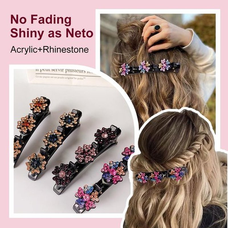 2 PCS Sparkling Crystal Stone Braided Hair Clips Girls,2024 Hair Clips for Women,Hair Clips for Thin Thick Curly Hair,Small Hair Clips Hair Braid Clips for Home Use (blue)