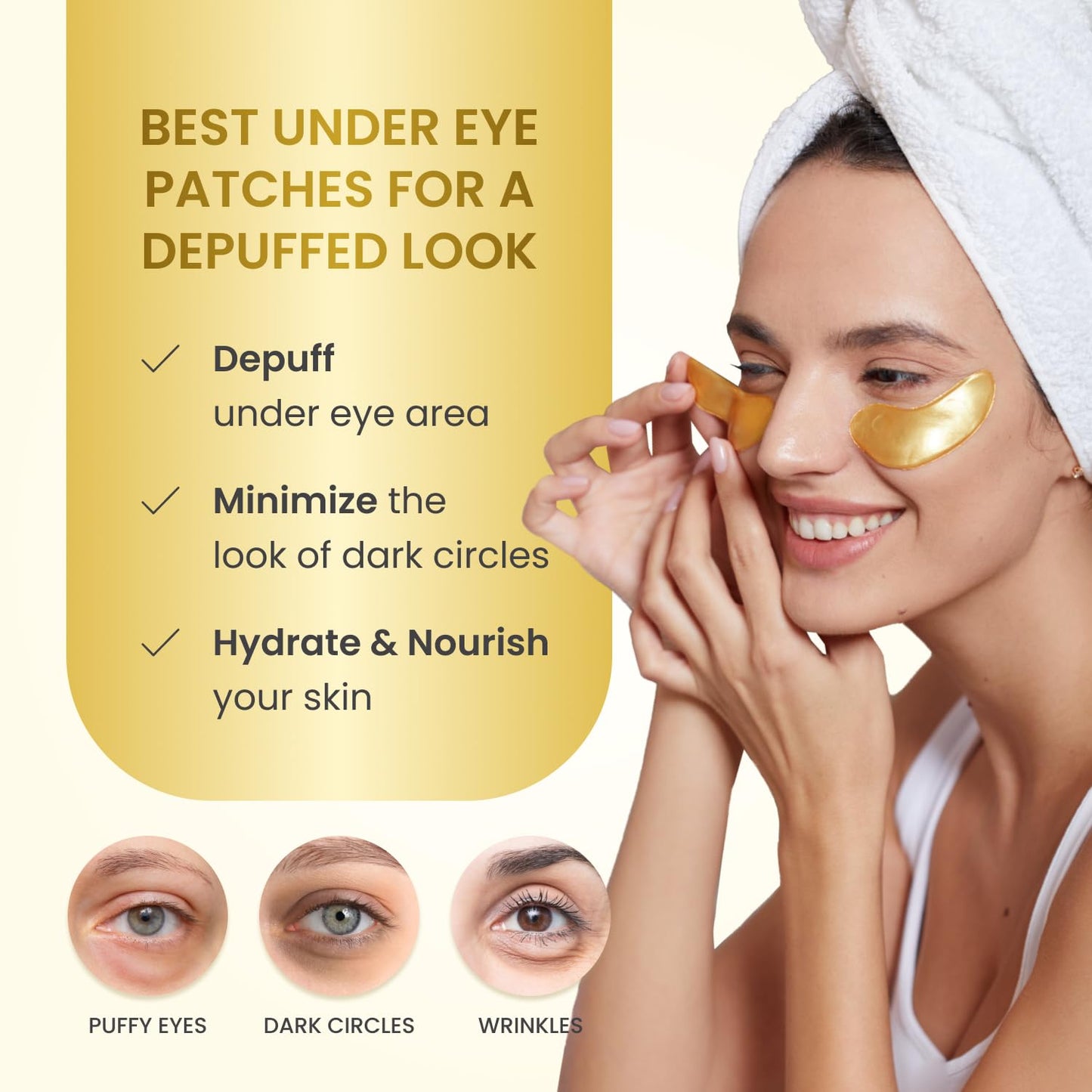 PLANTIFIQUE Jade Roller for Face Gua Sha Facial Tools and Gold Under Eye Patches for Puffy Eyes and Dark Circles 20 Pairs Under Eye Masks for Dark Circles and Puffiness Eye