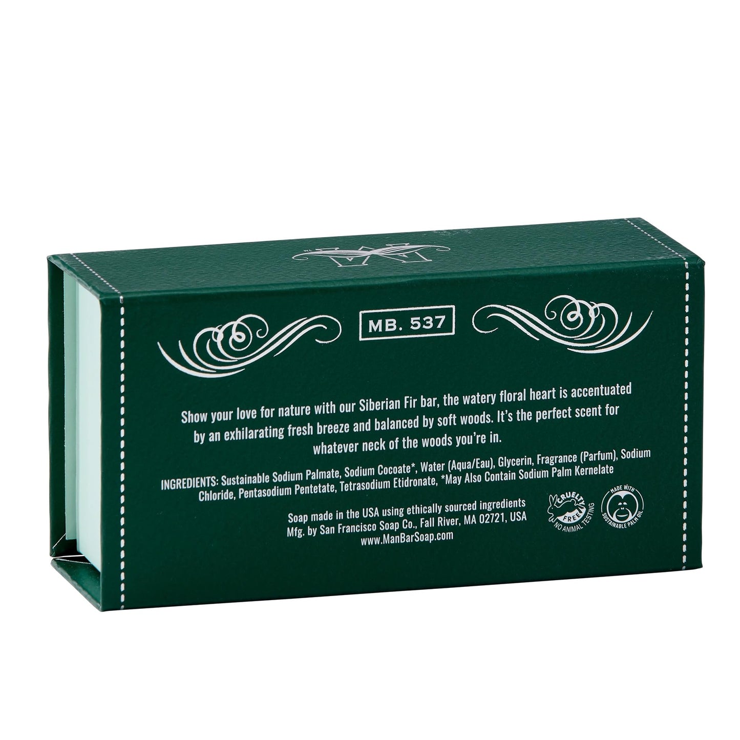 San Francisco Soap Company Siberian Fir Fragrance Man Bar - Hydrating - No Harmful Chemicals - Good for all Skin Types - Made in the USA
