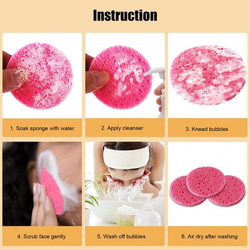 120-Count Compressed Natural Facial Sponges for Face Cleansing, Reusable Cosmetic Sponge, Used for Exfoliating and Makeup Removal With Clear Plastic Storage Jar