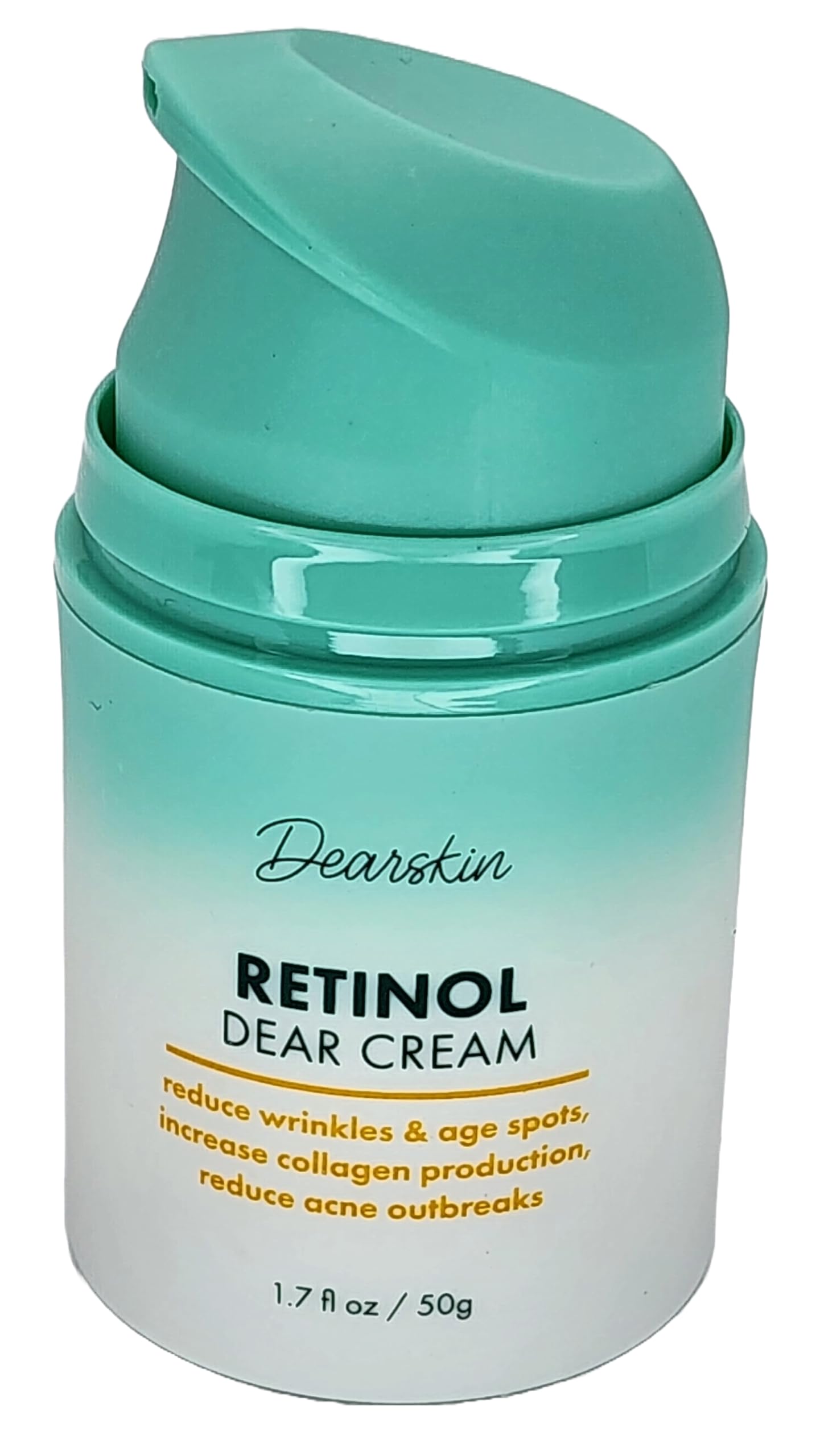 Dearskin Retinol Cream for Face Anti Aging Moisturizer Wrinkle 1.7oz Night and Day with Botanical Hyaluronic Acid, Vitamin E, Jojoba Oil Aloe Vera Vegan - New Pump Bottle!