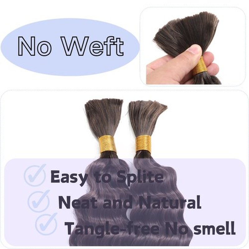 Deep Bulk Hair For Braiding Hair Wet And Wavy Deep Wave Bulk Hair 20inch 200g,Quality Synthetic Micro Braiding Hair Extensions for Boho Braids No Weft 2Pack T1/30#