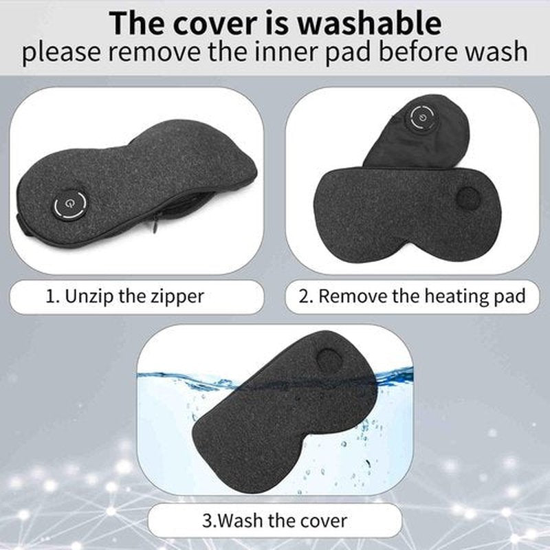 Cordless Heated Eye Mask for Dry Eyes: ingeware Eyes Heating Pad with Temperature Timer Control Warm Eyes Compress (Dark Grey)