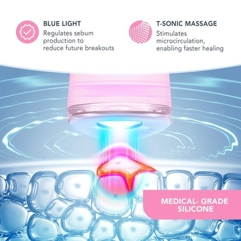 Foreo ESPADA 2 LED Light Device - Blemish Treatment Skincare Device - Medical-grade Silicone - Scar Treatment for Face - Pimple & Blemish Removal - Pearl Pink
