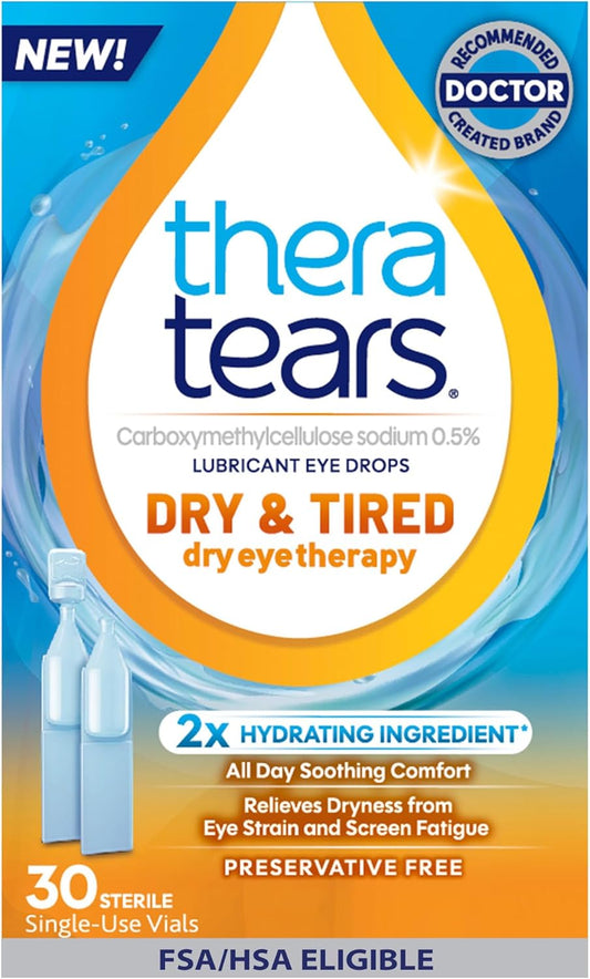 TheraTears | Preservative-Free Eye Drops for Dry Eye Relief - 30 Single-Use Vials