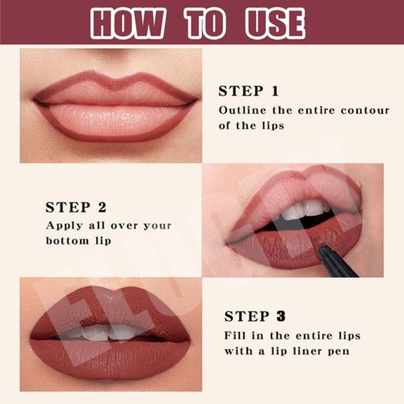 Elugty Cool Story Lip Liner Stain,New Formula Cool Story Lip Liner,Submarine Liquid Lip Liner,Cool Story Lip Liner Liquid,2-in-1 Waterproof Longwear Liquid Lip Liner,Long Lasting Lip Liner (04, 3pcs)