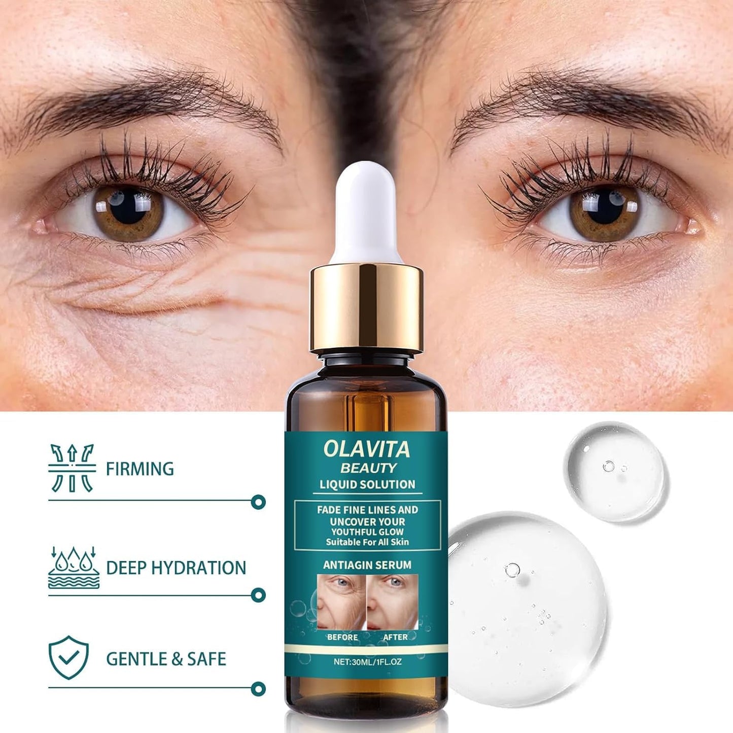 Original OLAVITA Facial Serum, Olavita Liquid Solution Anti Aging Serum, Vitamin C & E Serum, Promotes Skin Collagen Production, smoothes wrinkles and fine lines