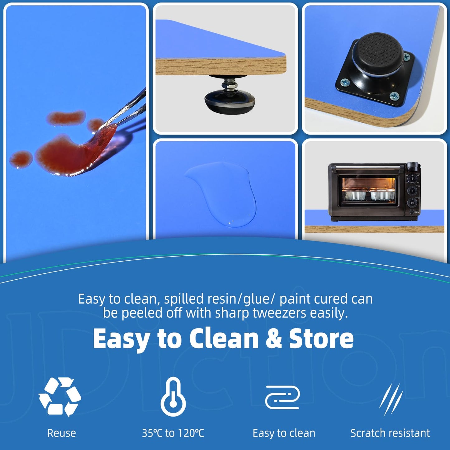 Resin Leveling Table for Epoxy - 16''x 12'' Resin Leveling Board Nonstick Surface, Adjustable Height & Angle Feet, Multipurpose No Installation Required Board for Crafting & Art