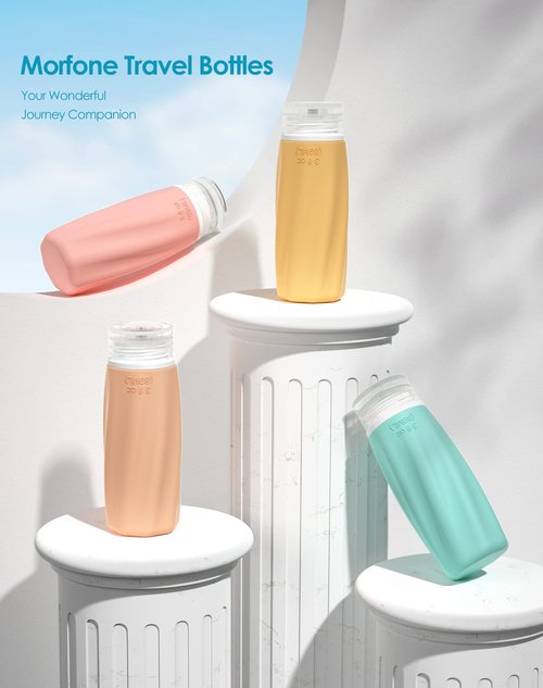 Morfone Travel Bottles for Toiletries, 3oz TSA Approved Travel Size Containers Leak Proof Squeezable Travel Accessories Refillable for Shampoo Conditioner Lotion Liquids(4Pack)