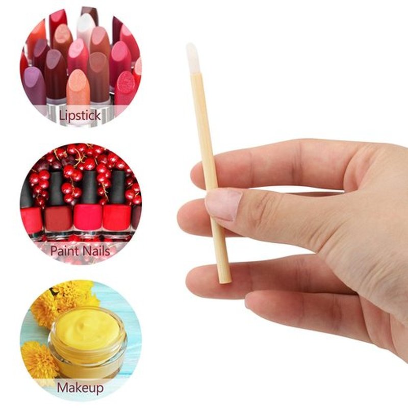 100pcs Disposable Bamboo Mascara Wand and Lip Brush, Eyelash Brushes Eyebrow Extension Lipstick Applicators Makeup Brush Tool Kits（Black）