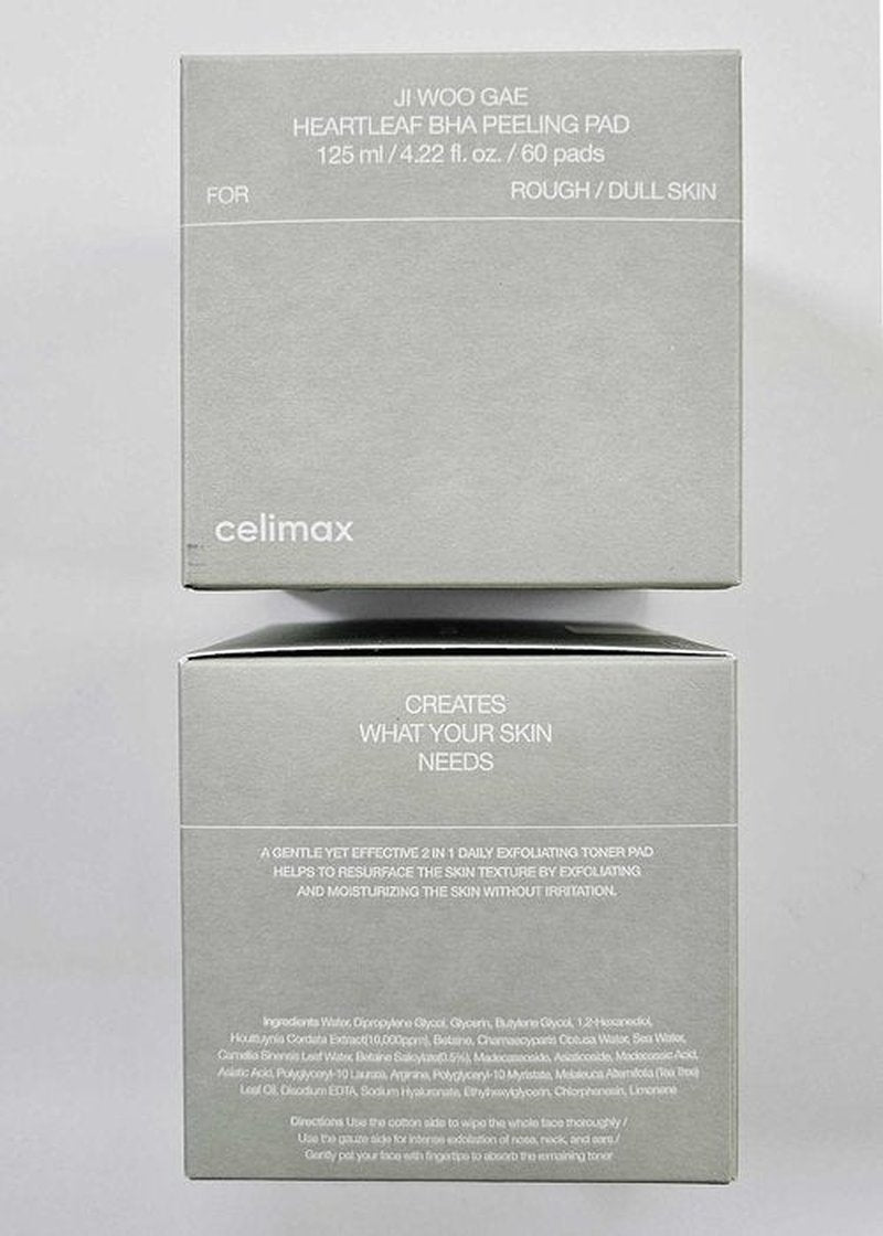 celimax Ji.Woo.Gae Heartleaf BHA Peeling Pad | with Heartleaf Extract, Exfoliating Toner Pads, Facial Peels, Hydrating, for Troubled Skin & Breakouts (60 Pads)