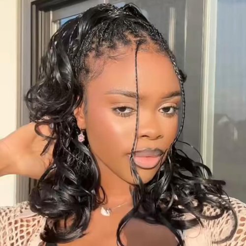 RuiYok 12 Inch French Curl Crochet Braids 9 Packs Black Goddess Box Braids Pre Looped Crochet Hair with Bouncy Curly Ends Synthetic French Curly Braiding Hair for Women