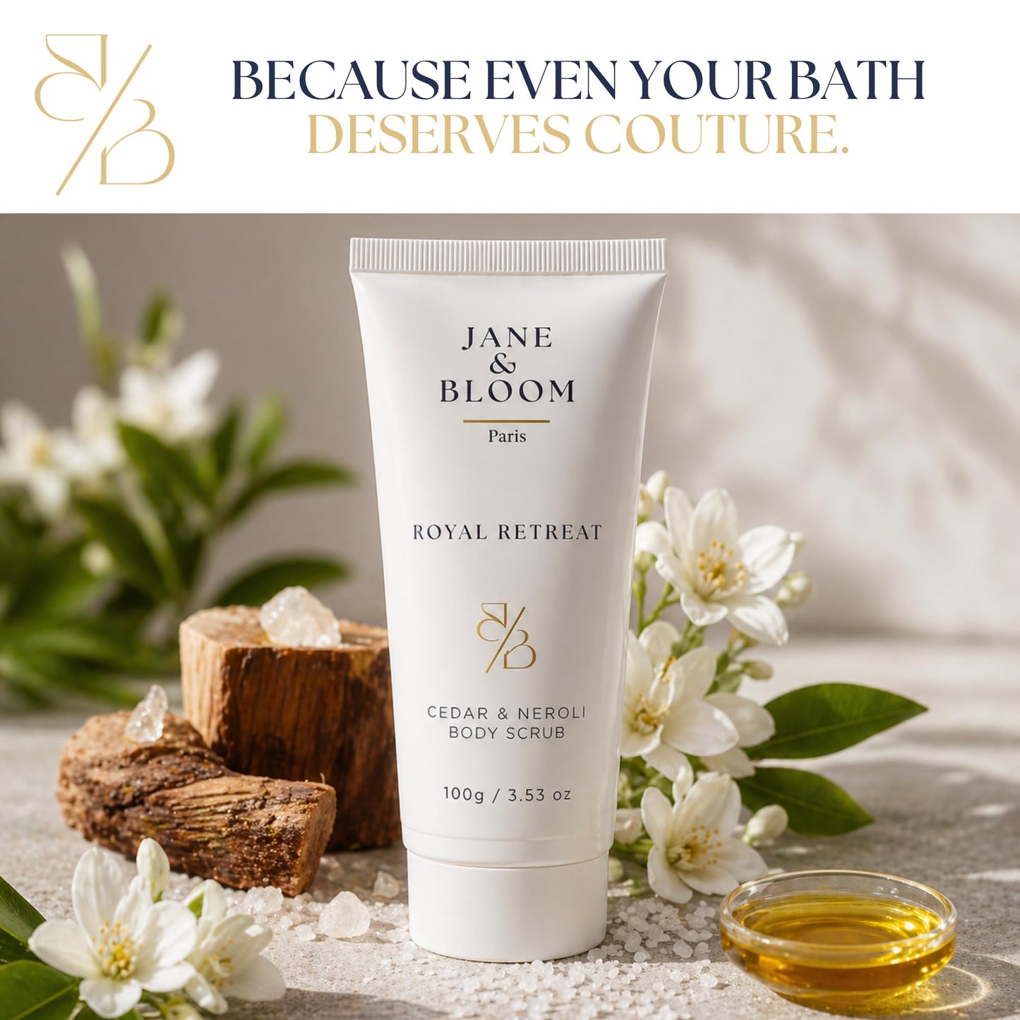 Royal Retreat Luxury Spa Gift Box for Women, Cedar & Neroli Bath and Body Gift Set, Relaxing Home Spa Kit with Bath Salt, Body Scrub, Body Oil, Hand Cream, Eye Mask, Mothers Day Gifts