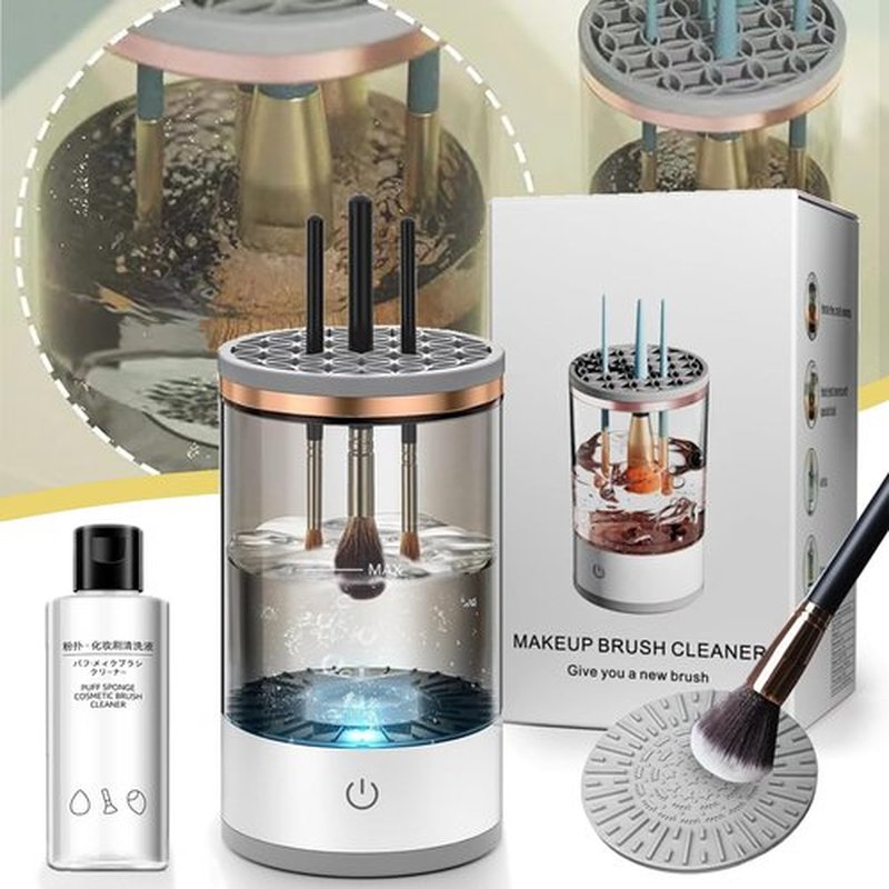 BeautySwirl - Cosmetic Brush Cleaner, The Cozy Luna Makeup Brush Cleaner Beauty Swirl Electric Cosmetic Brush Cleaner Cozy Luna Rechargeable Automatic Spinning for All Size Makeup Brush (1set)