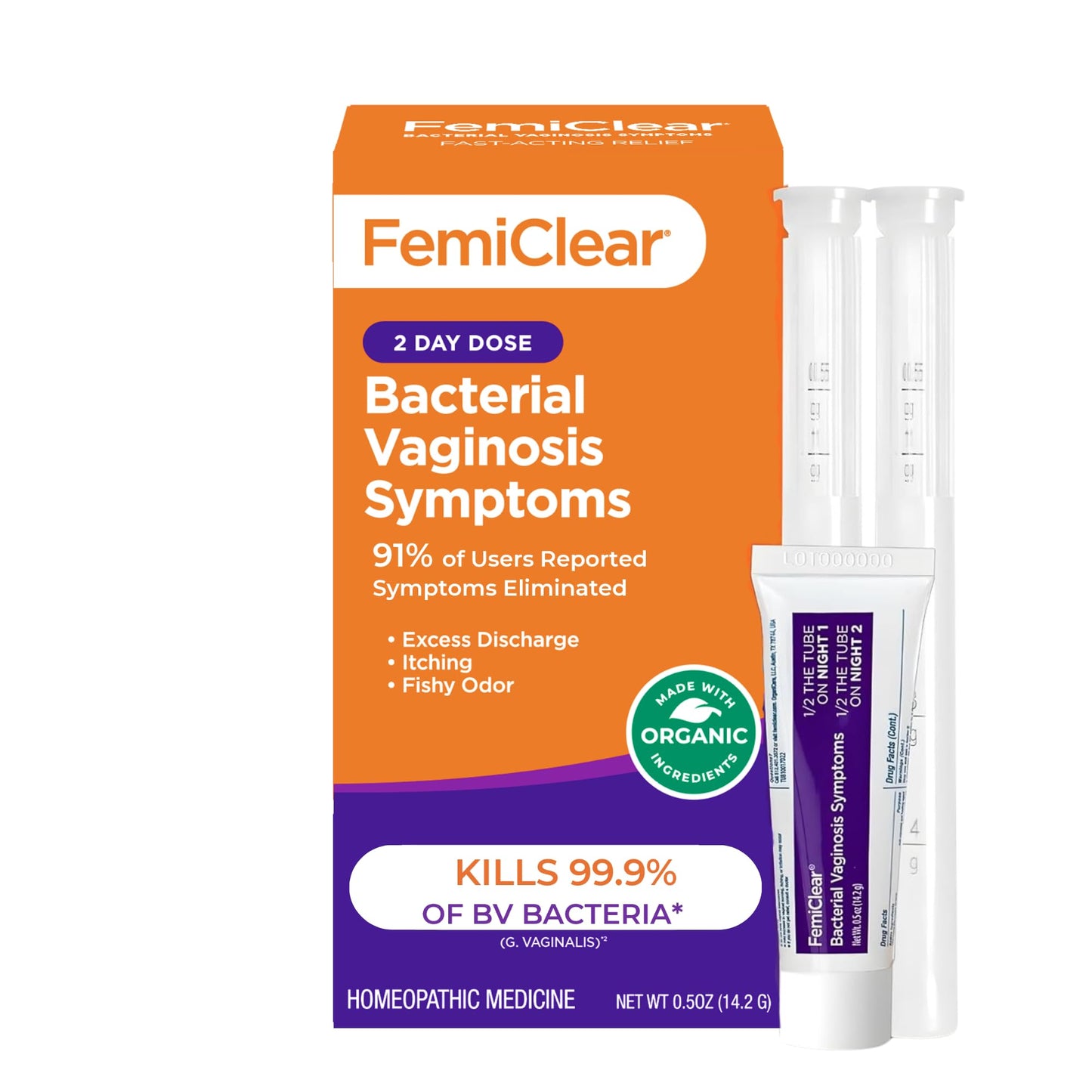 FemiClear Bacterial Vaginosis Symptoms Ointment, 2-Day Dose, 0.5 Oz