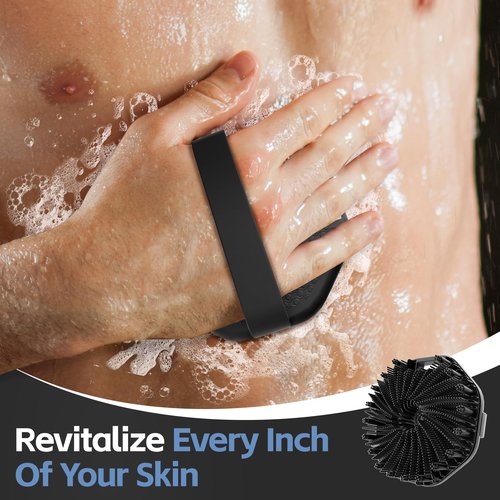 2 PCS Silicone Body Scrubber, Exfoliating Body Wash Scrubbers Exfoliator, Shower Body Brush for Effective Showering Exfoliation and Gentle Massage (Black+Black)