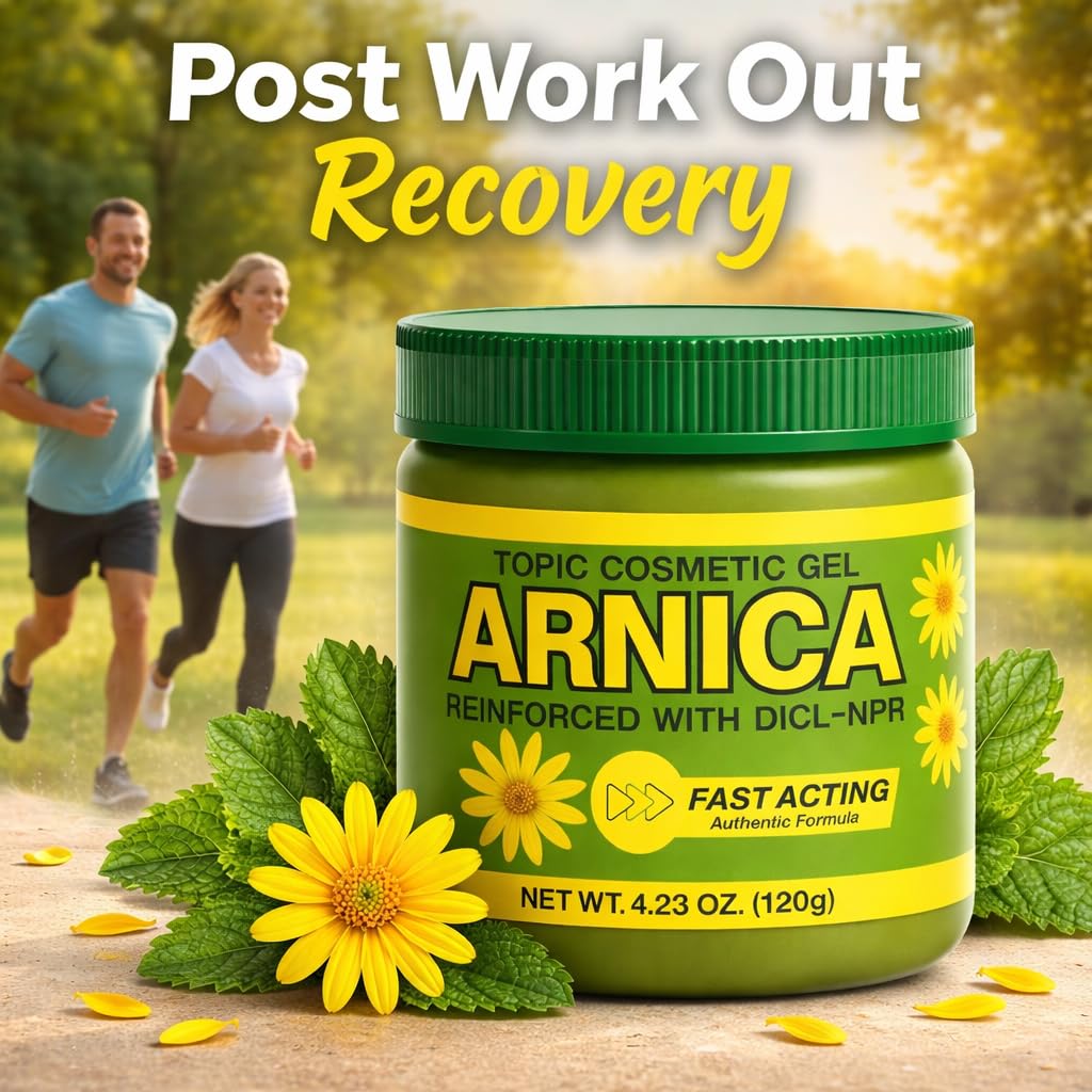 Arnica Flores Gel Pomada 4.23 oz, Natural Arnica Topical Gel for Muscles & Joints, Fast-Absorbing Botanical Massage Gel for Post-Workout & Daily Use, Vegan, Non-GMO