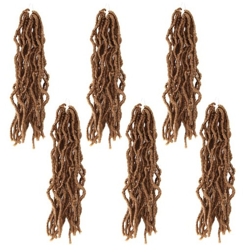 12 Inch Soft Locs Crochet Hair 6 Packs Short Straight Pre-looped New Faux Locs Crochet Hair, 27#(Honey Blonde)