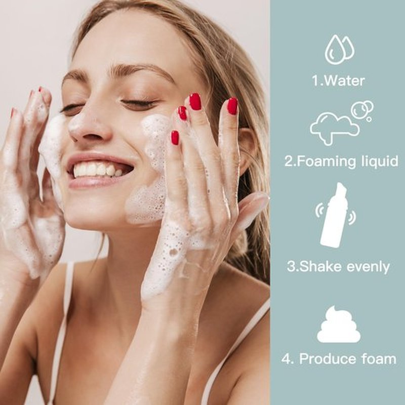 Owlyee Foam Bottles, 2oz Foaming Pump Dispensers, Empty Travel Soap Mousse Bottle for Lash Cleanser, Shampoo (4PCS, 60ml)
