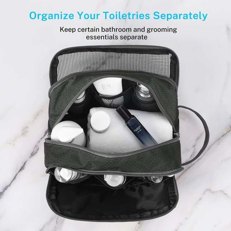 Gonex Travel Toiletry Bag Nylon, Dopp Kit Shaving Bag Toiletry Organizer Gray