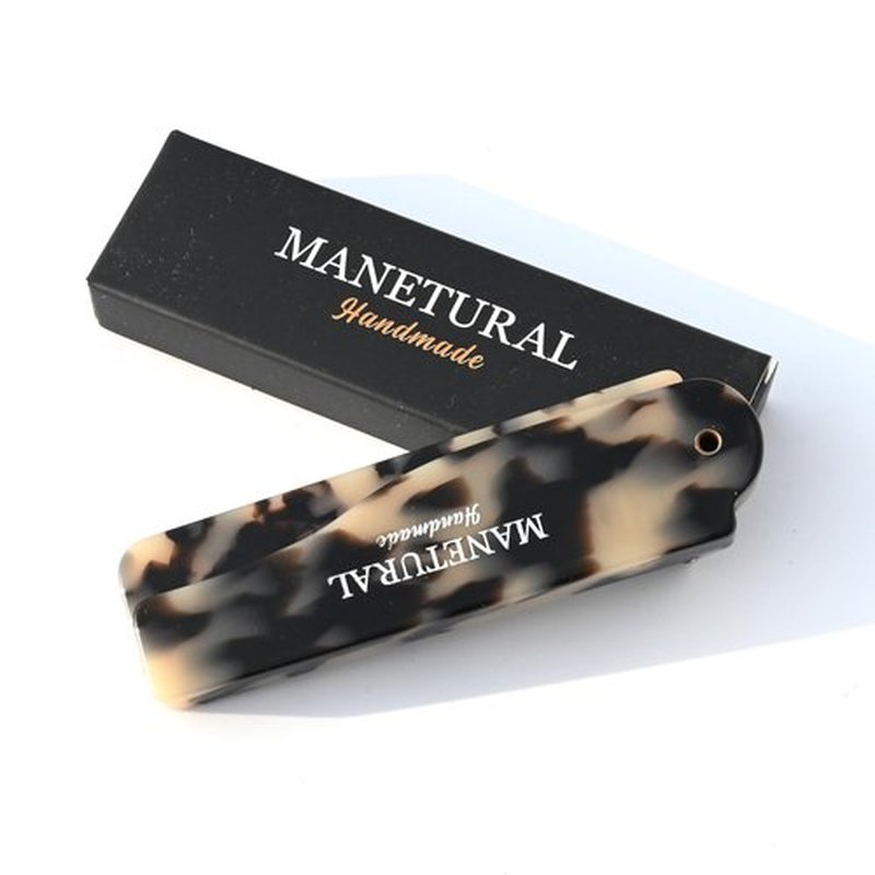 MANETURAL 80L Fine Tooth Comb, Folding Pocket Comb - 6.4" Hair Comb for Women and Kids, Beard Care or Mustache，Grooming Comb for Men，Handmade Saw Cut Hand Polished. (1 PACK, White Tokyo)