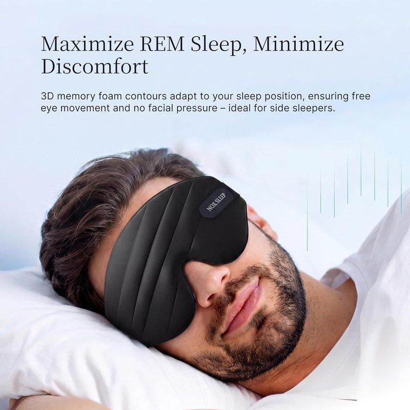 Nox Sleep 3D Sleep Mask - 100% Blackout Eye Mask for Men | Ice Silk, Lightweight & Soft for Travel