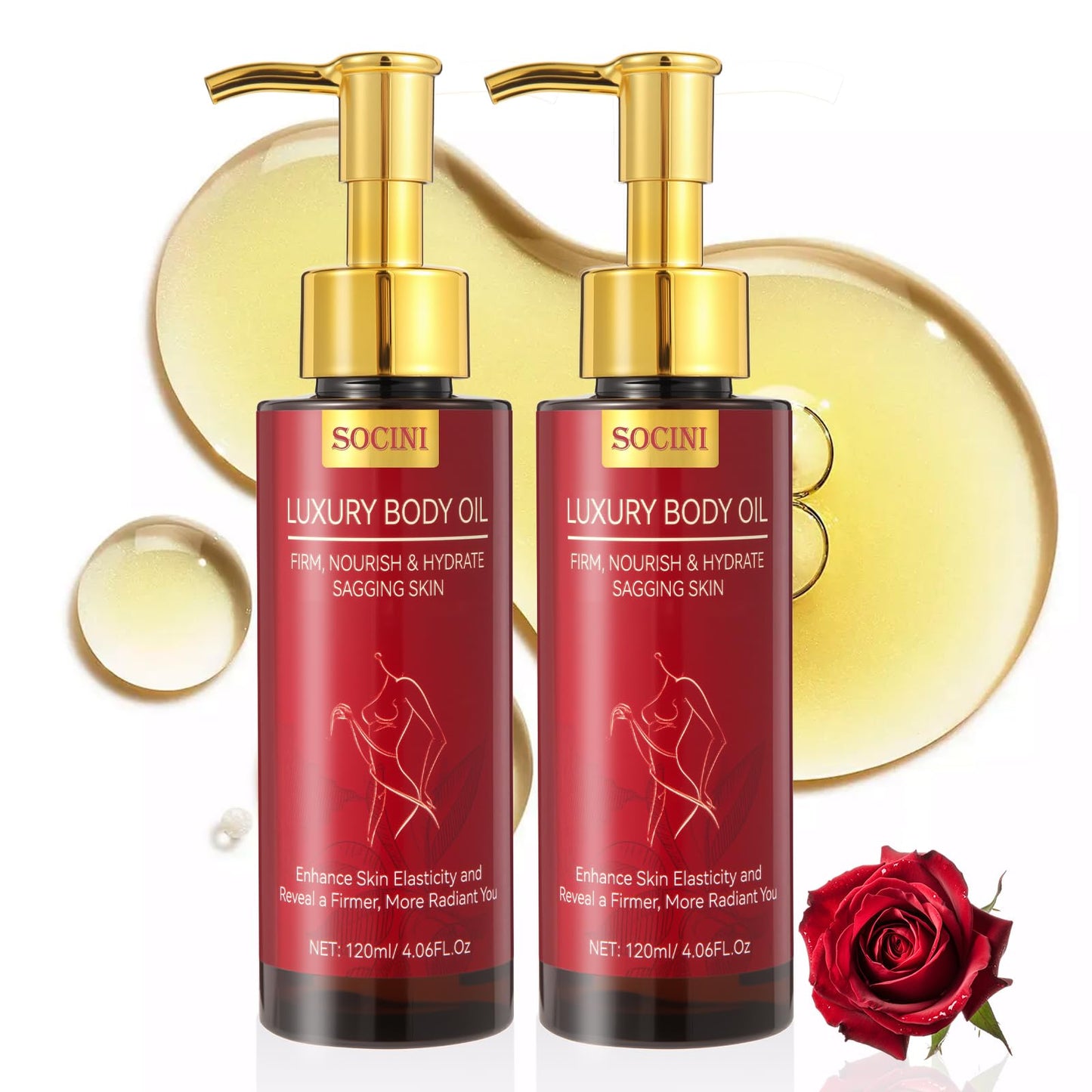 Body Firming Oil-Luxury Body Oil for Crepe Skin, Glow&Silky Remedy for Women, Tightening & Hydrating Treatment for Arms, Legs, Stomach, Natural Lightweight Non-Greasy Formula for Dry Skin, (Pack of 2)