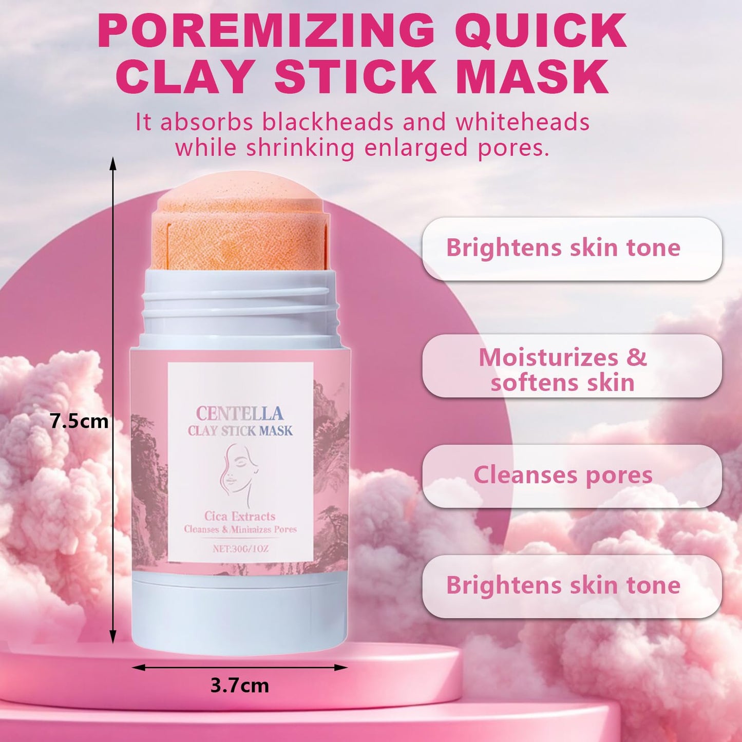 KUNAL 2 PCS Centella Clay Mask Stick,Oil Control Moisturizing & Soothing