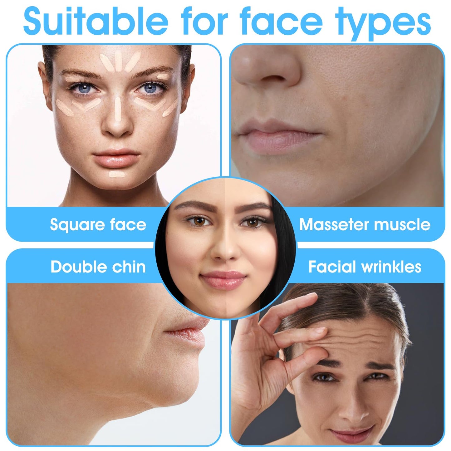 Ymapinc 140Pc Neck Tape Lifting Invisible, Clear Face Tape for Loose Skin, Neck Strips Instant Adhesive Tightening for Lifting Jowls, Eyes Wrinkles, Waterproof Reusable